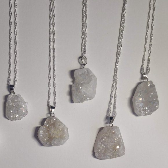 Natural 🤍 Crystal 🤍 Quartz Geode Necklace - Picture 4 of 6